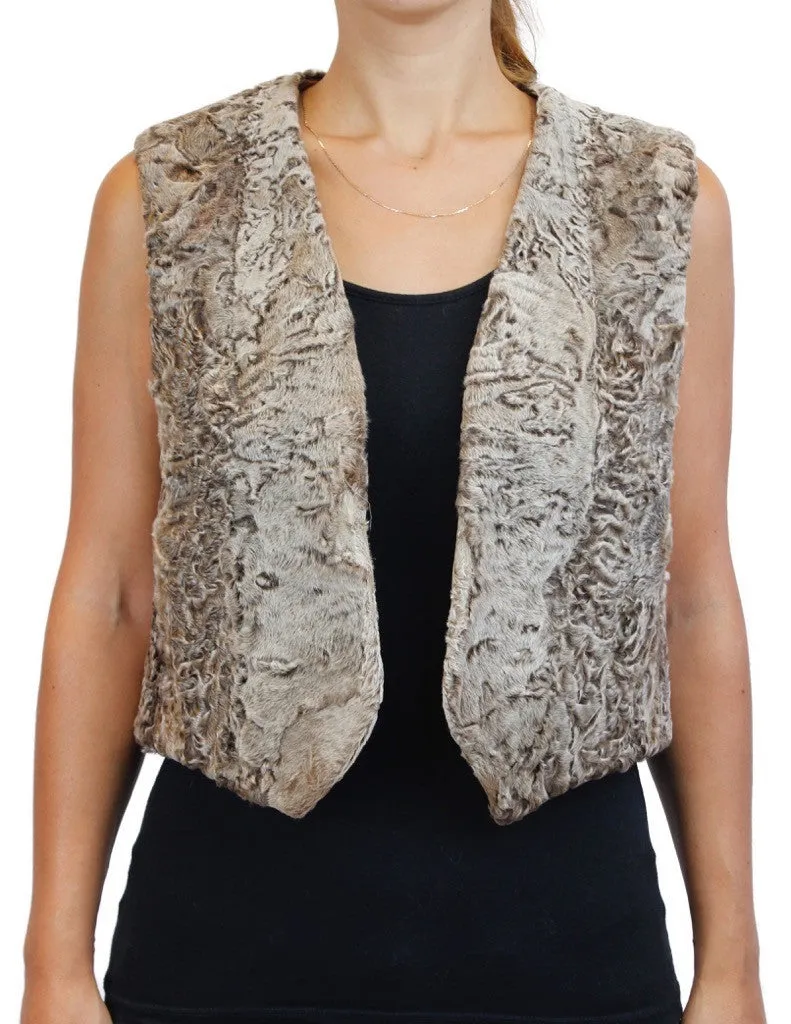 NATURAL GOLDEN RUSSIAN BROADTAIL FUR SHORT WOMEN'S VEST