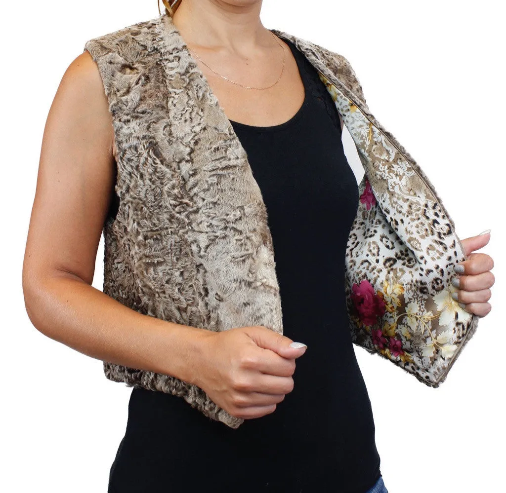 NATURAL GOLDEN RUSSIAN BROADTAIL FUR SHORT WOMEN'S VEST