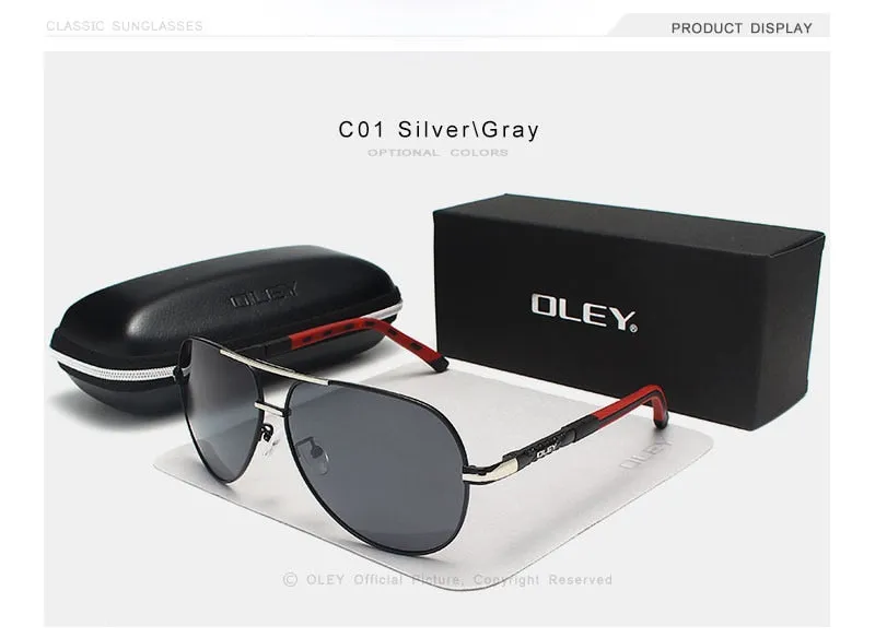 Oley Brand Men's Aluminum Polarized Sunglasses Classic Pilot Coating Lens Shades Y8725