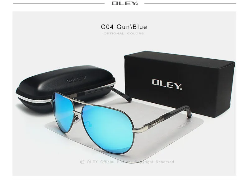 Oley Brand Men's Aluminum Polarized Sunglasses Classic Pilot Coating Lens Shades Y8725