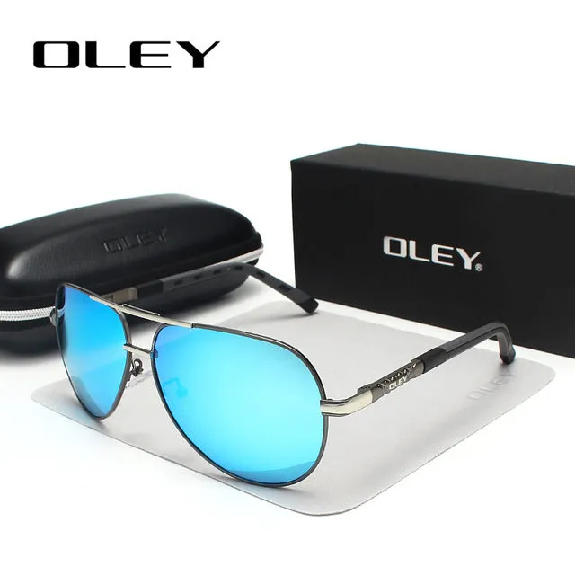 Oley Brand Men's Aluminum Polarized Sunglasses Classic Pilot Coating Lens Shades Y8725