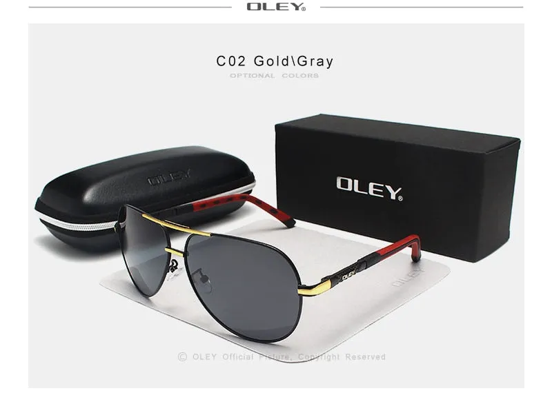 Oley Brand Men's Aluminum Polarized Sunglasses Classic Pilot Coating Lens Shades Y8725