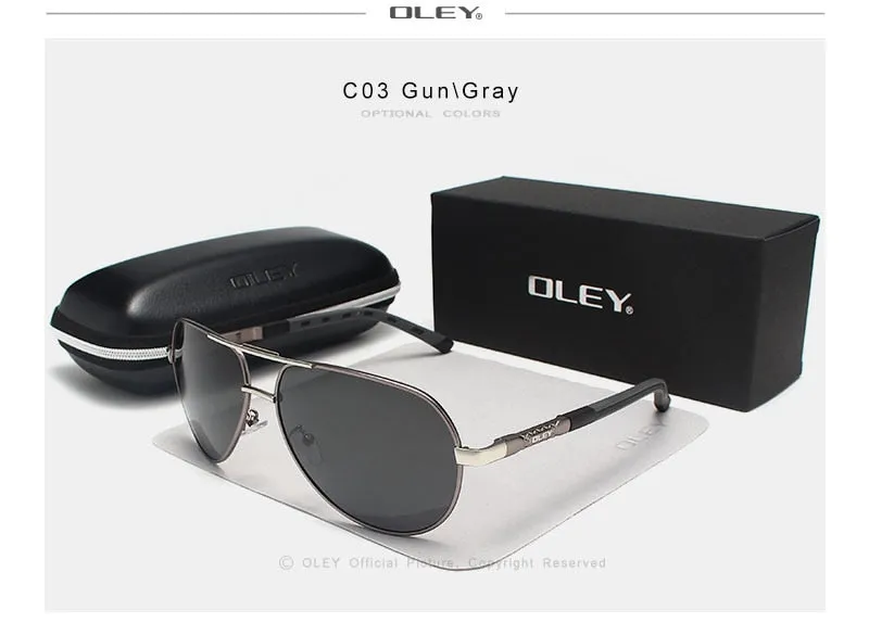 Oley Brand Men's Aluminum Polarized Sunglasses Classic Pilot Coating Lens Shades Y8725