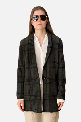 Plaid Mid Length Jacket - Green