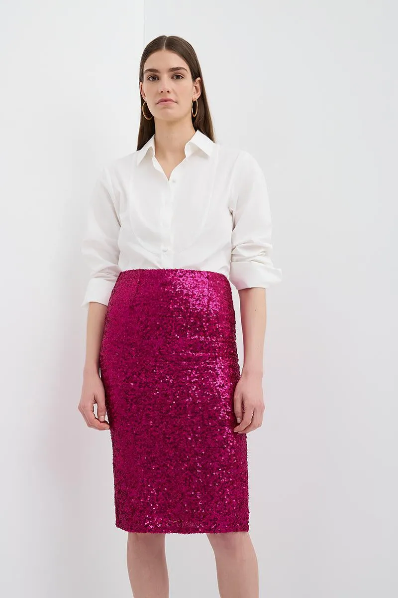 SEQUIN PENCIL SKIRT MAGENTA