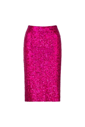 SEQUIN PENCIL SKIRT MAGENTA