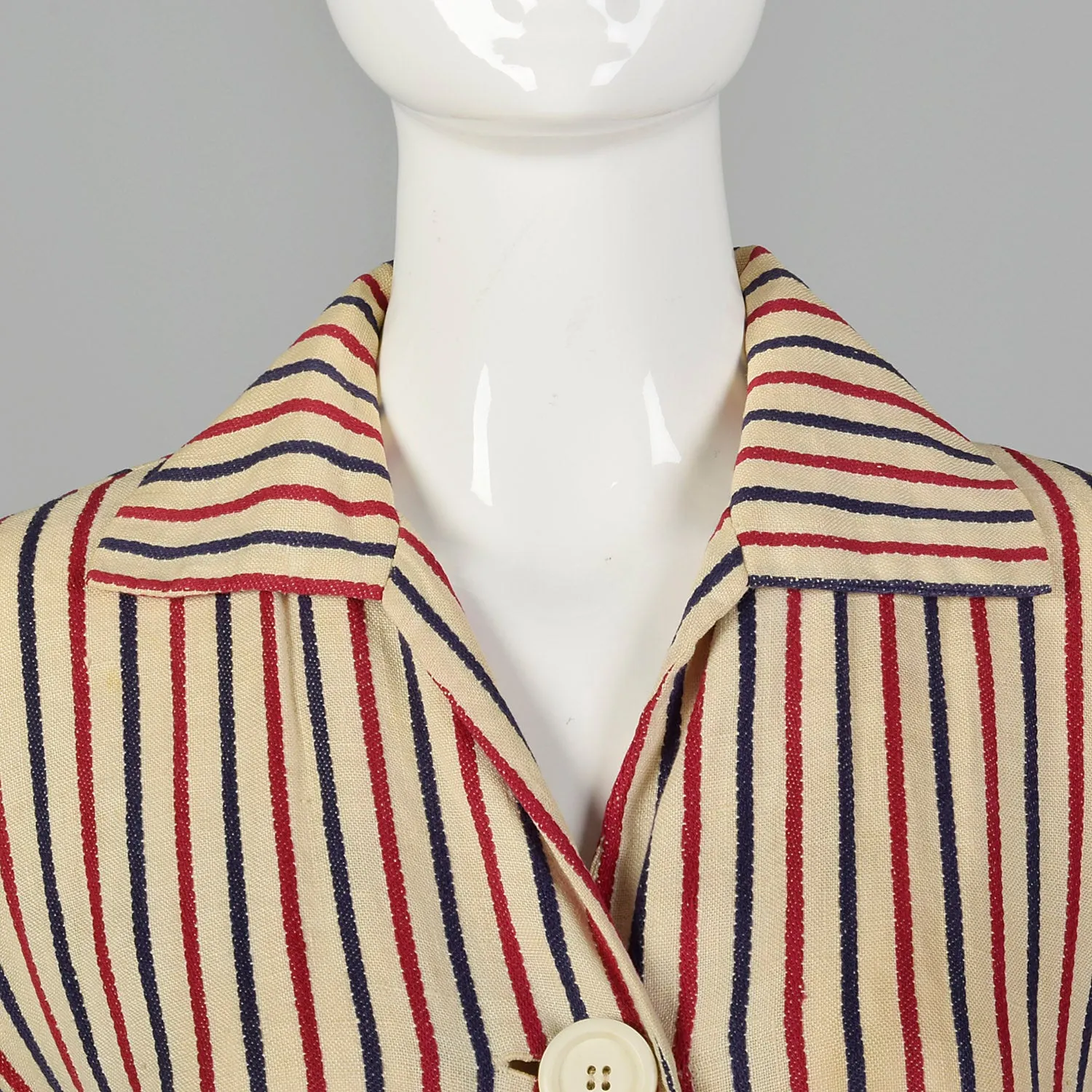 Small 1940s Striped Wrap Dress