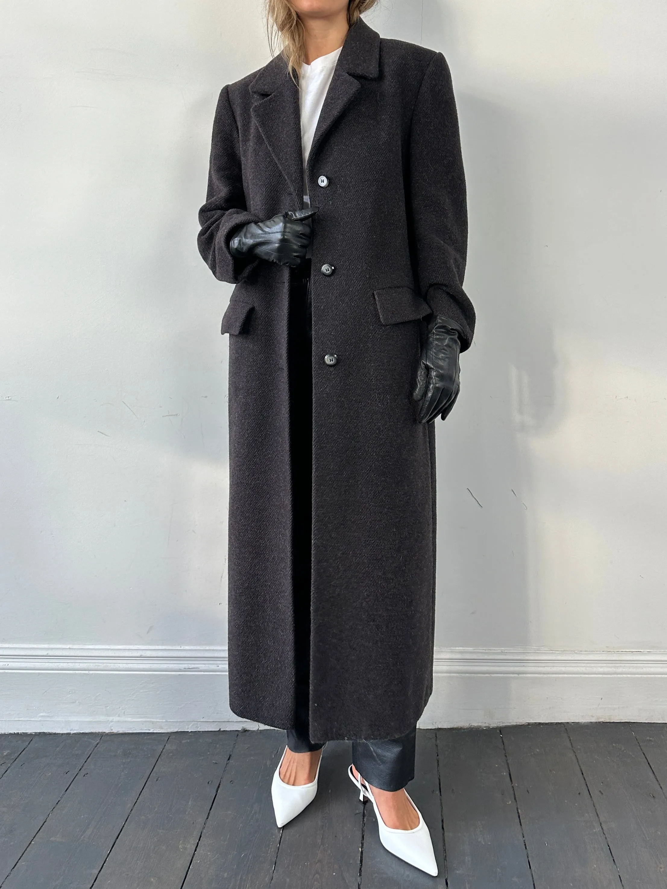 St Michael Wool Alpaca Mohair Floor Length Coat - M/L