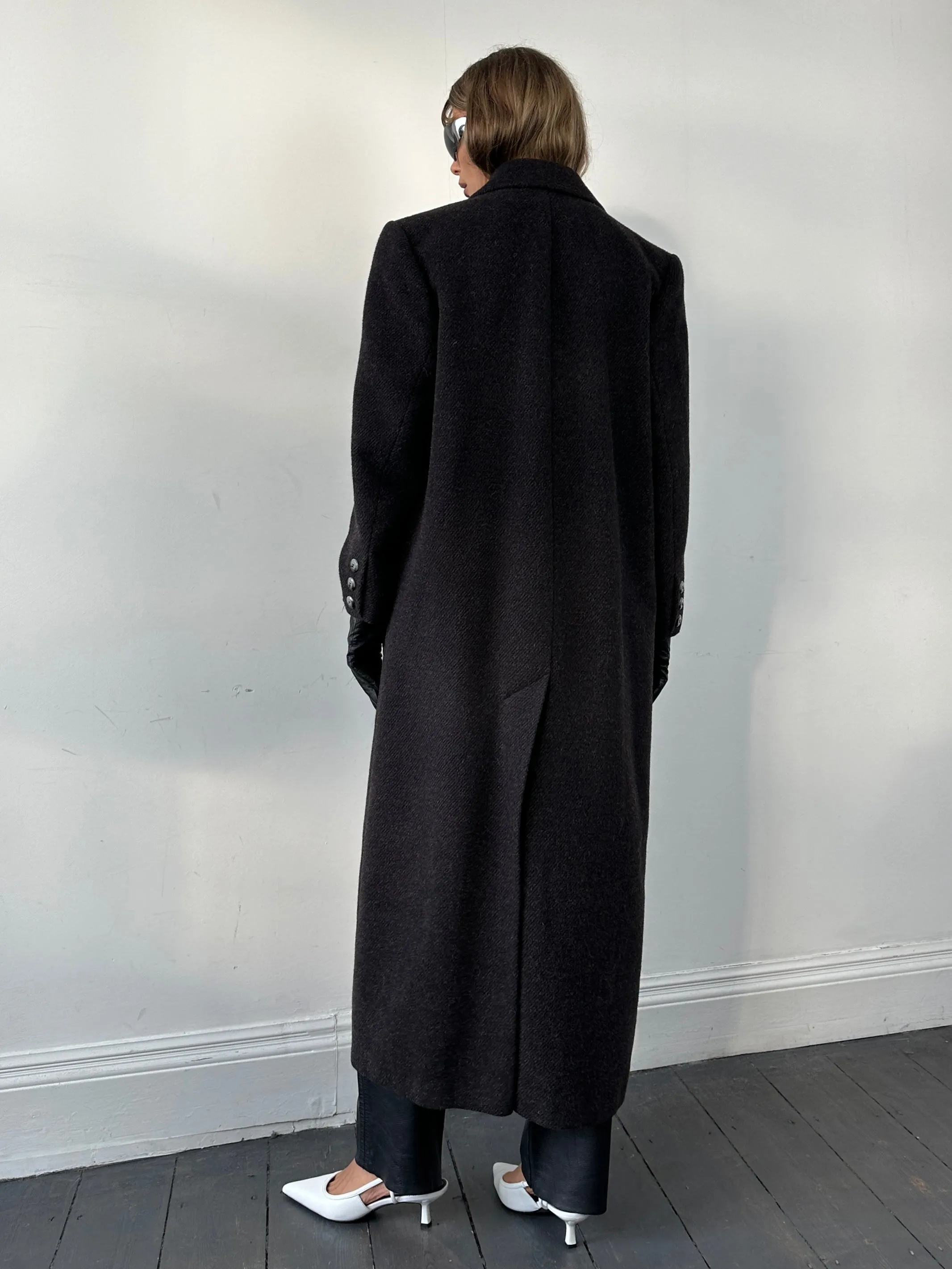 St Michael Wool Alpaca Mohair Floor Length Coat - M/L