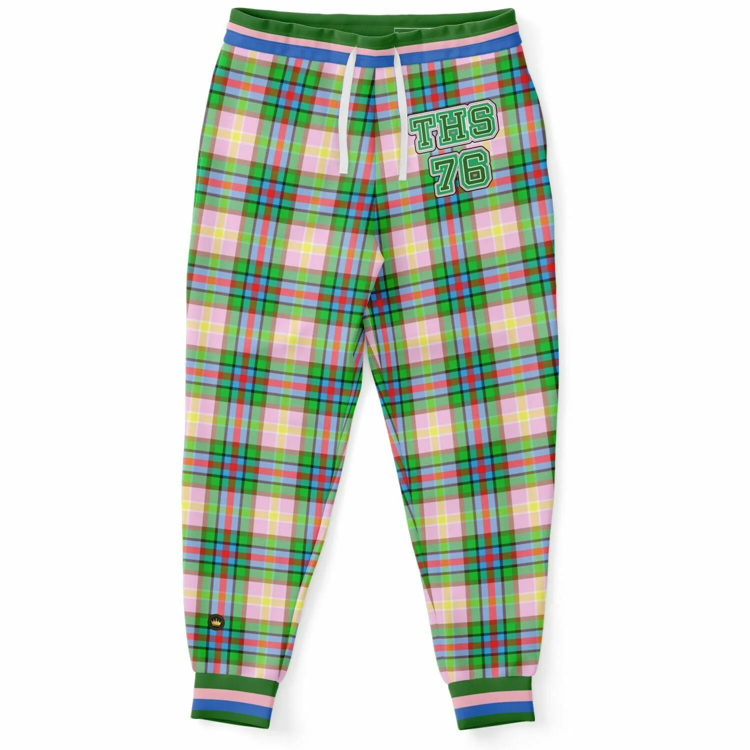 THS 76 Pink Collegiate Tartan Plaid Eco-Poly Unisex Joggers