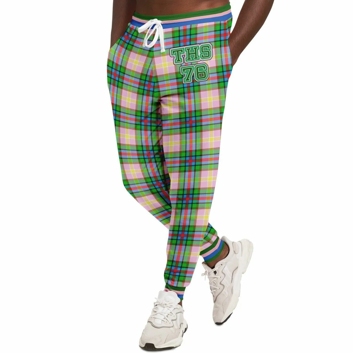 THS 76 Pink Collegiate Tartan Plaid Eco-Poly Unisex Joggers