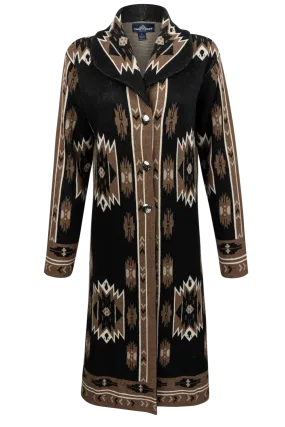 Time of the West Southwestern Sweater Coat - Black & Brown