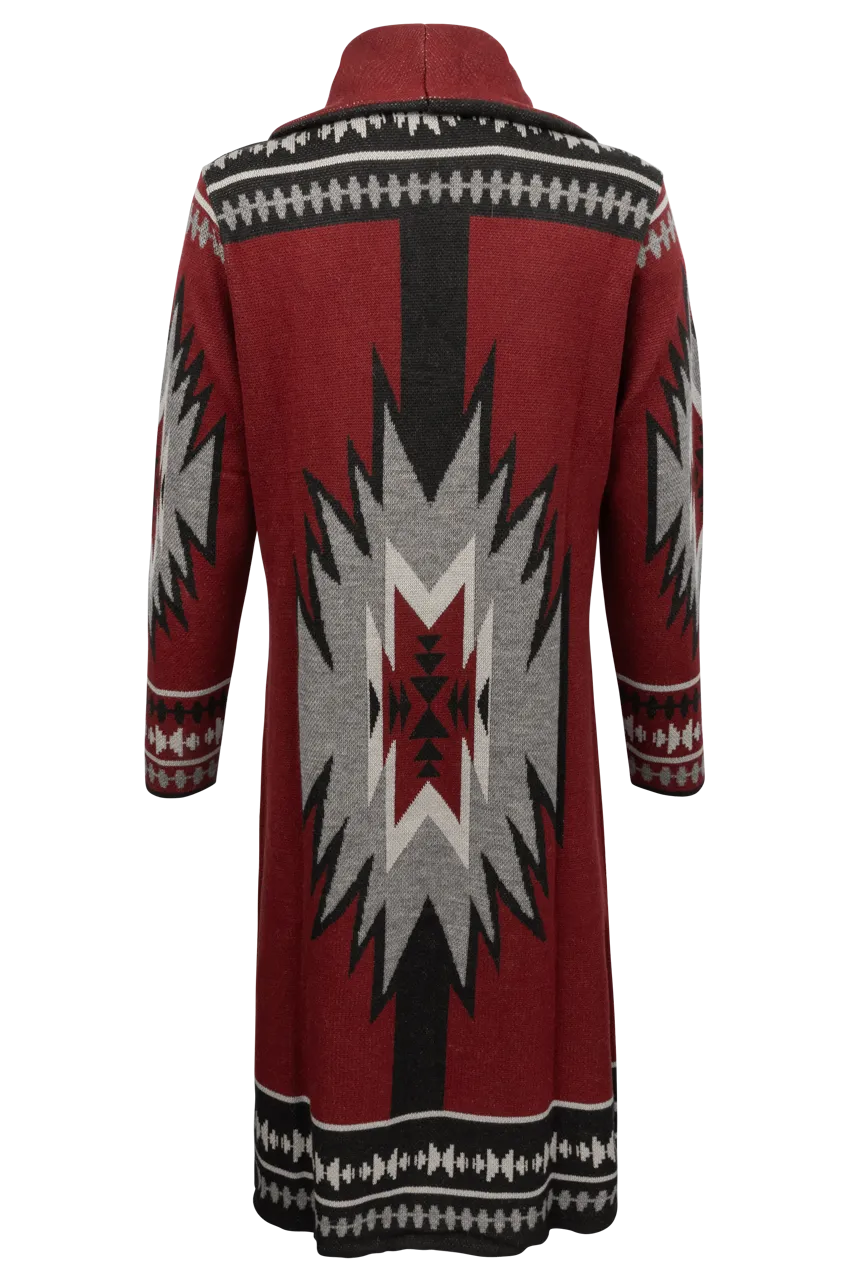 Time of the West Southwestern Sweater Coat - Red