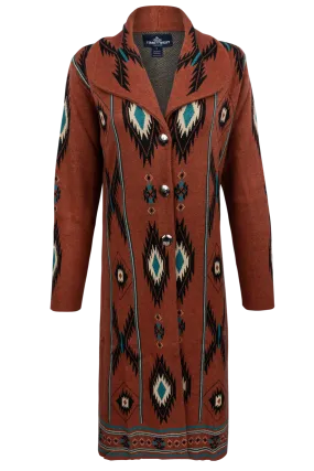 Time of the West Southwestern Sweater Coat - Rust