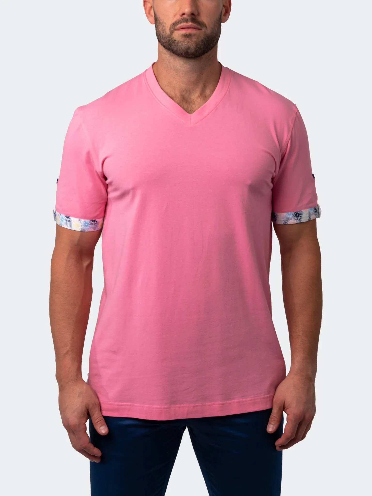 V-Neck Vivaldisolidflower Pink