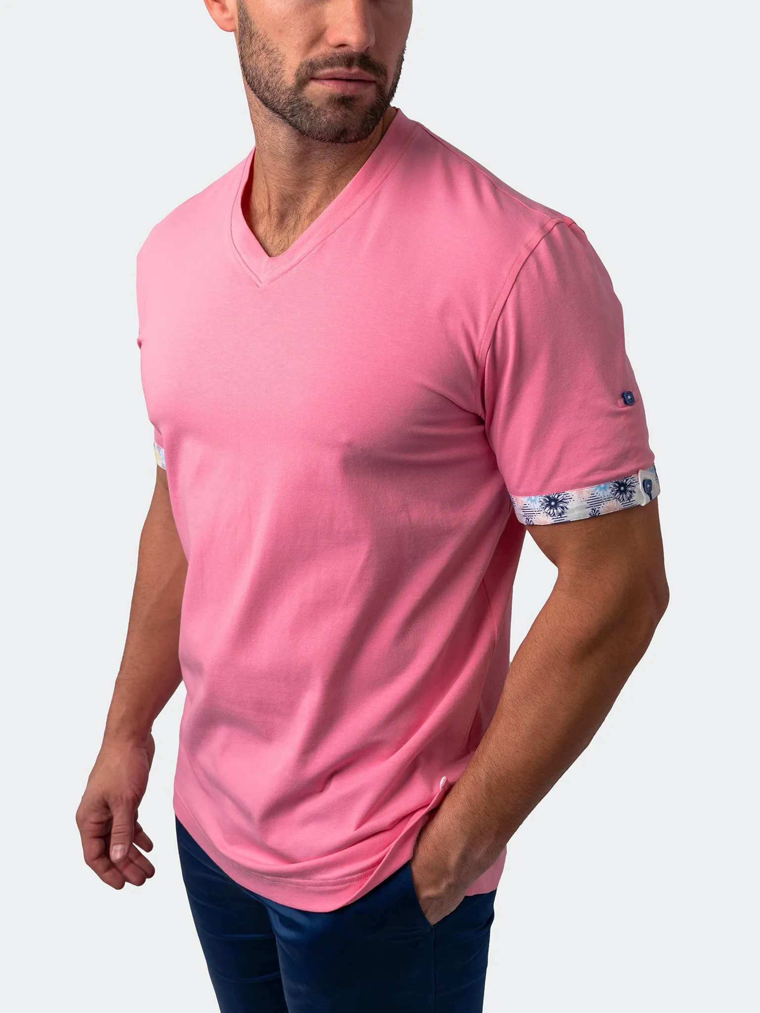 V-Neck Vivaldisolidflower Pink