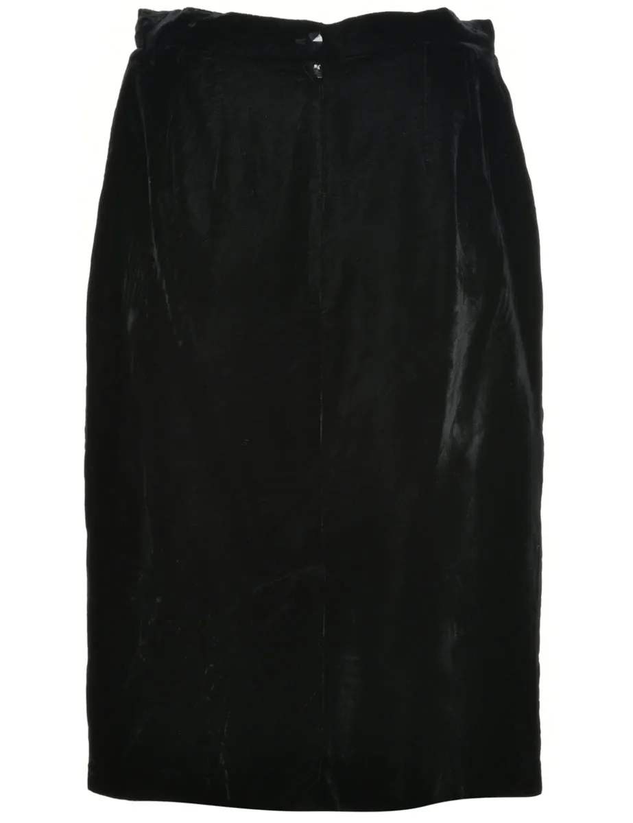 Velvet Black Pencil Skirt - S