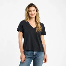 Vintage Cotton V-Neck Everyday T-Shirt | Black