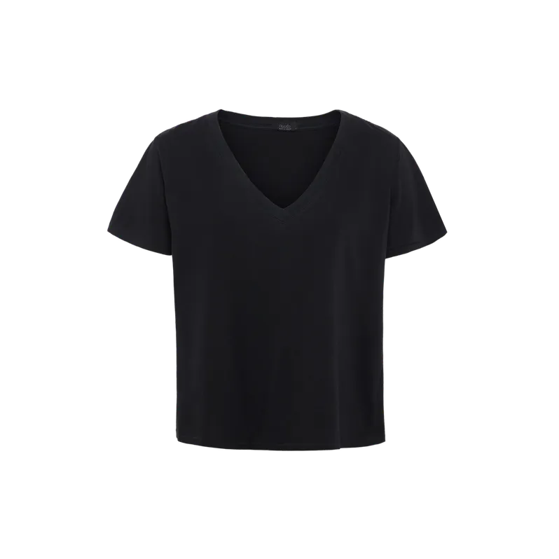 Vintage Cotton V-Neck Everyday T-Shirt | Black