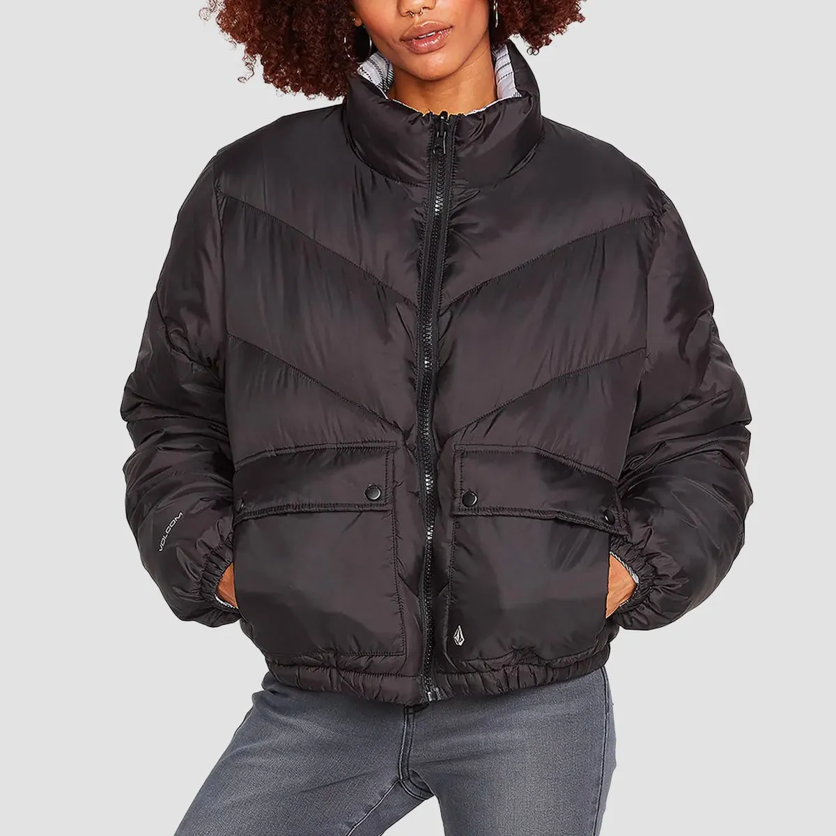 Volcom Down'n Puff From The Strange Reversible Jacket Black - Womens