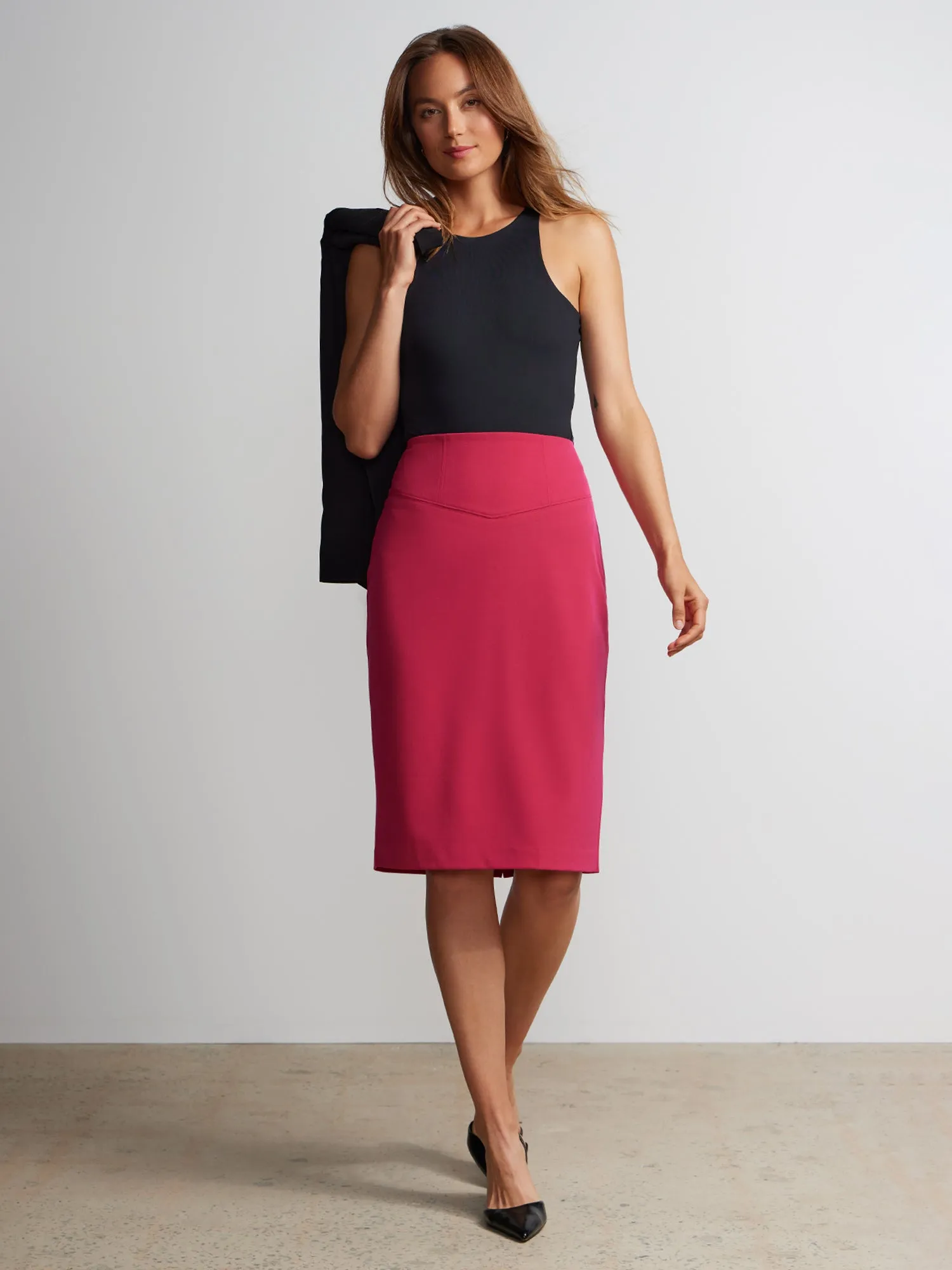 Waist Detail Midi Length Pencil Skirt