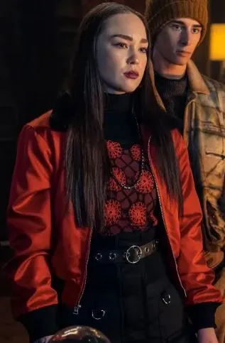 Wednesday Yoko Tanaka Red Bomber Satin Jacket