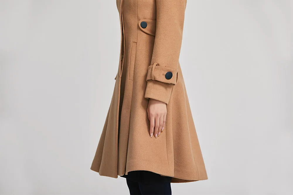 winter wool brown elegant long coat 2263