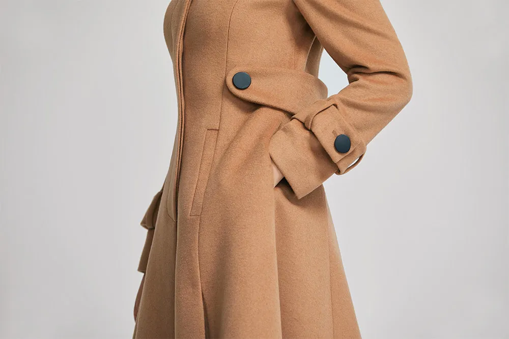 winter wool brown elegant long coat 2263