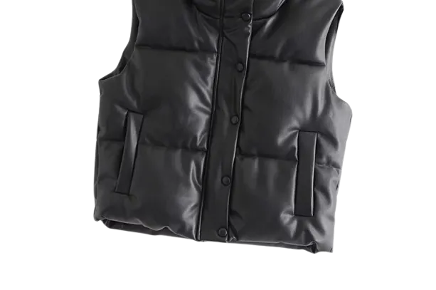 Womens Caroline Genuine Lambskin Leather Puffer Vest