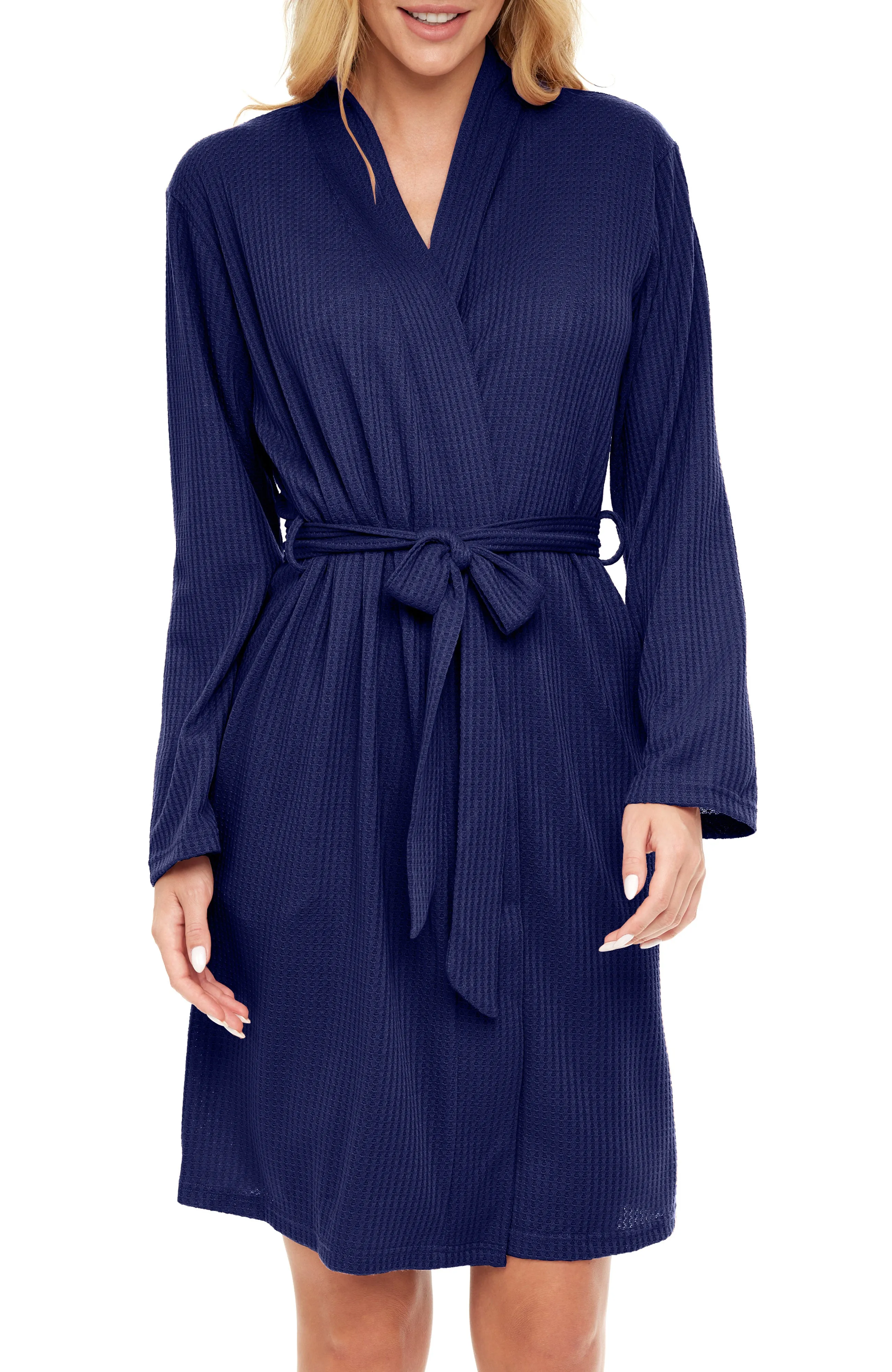 Women's Knit Wrap Robe with Pockets, Lightweight Bathrobe