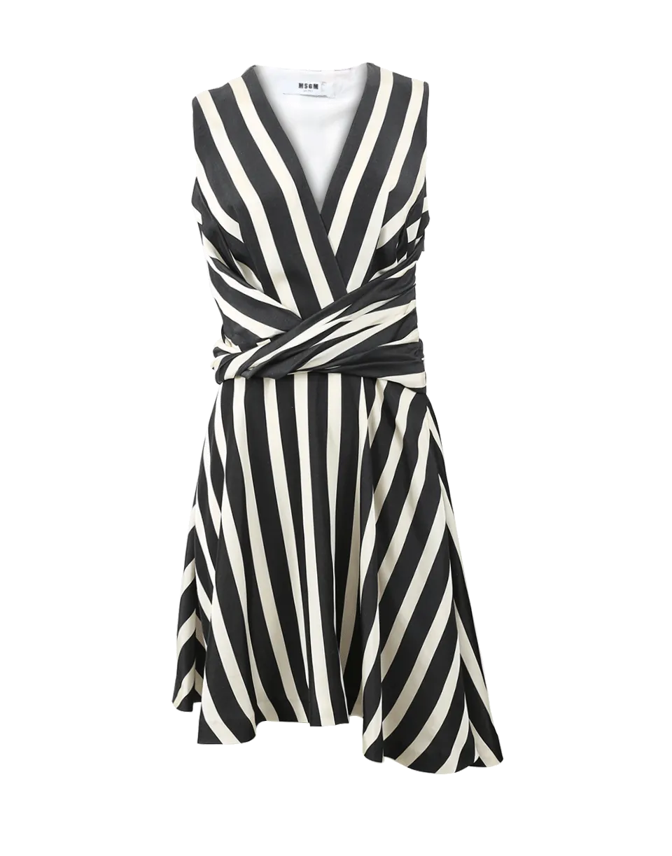 Wrap Front Striped Dress