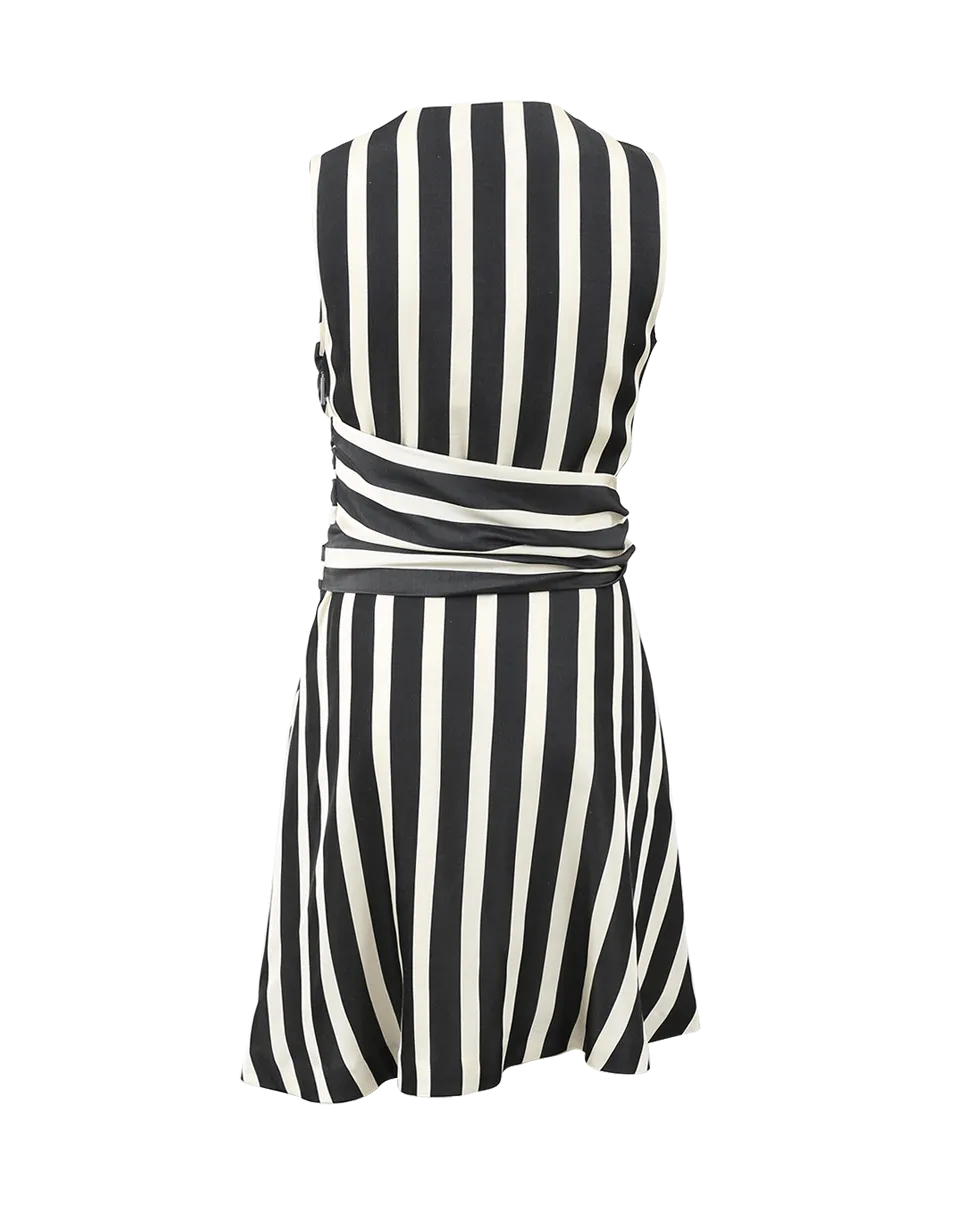 Wrap Front Striped Dress